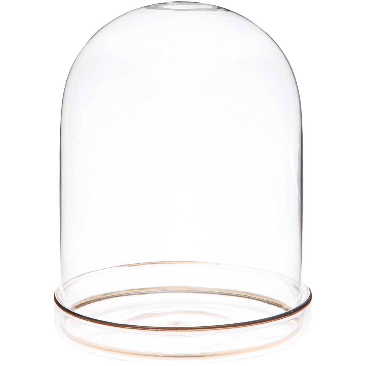 Plymor 4" x 5.5" Glass Display Dome Cloche with Gold Rim (Gold Rim Glass Tray Base)